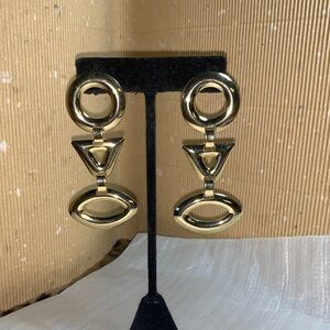 Geometric Gold Tone Drop Earrings